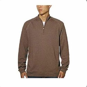 NWT Kirkland Signature 100% Cotton Men's 1/4 Zip Pullover Sweater Brown